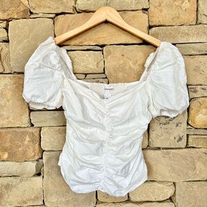Reformation Rare White Puff Sleeve Top